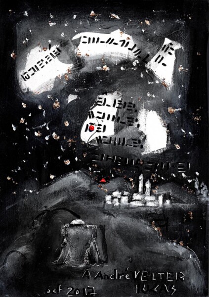 Huile sur carton de Lucas : Hommage à André Velter, l’éveilleur d’âmes.